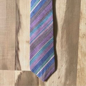 Vintage Pastel Striped Men's Tie Preppy Classic Diagonal Pink‎ Green Blue Summer